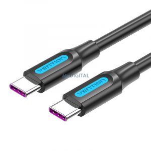 Cablu USB-C 2.0 USB-C 5A Vention COTBG 1,5m PVC negru