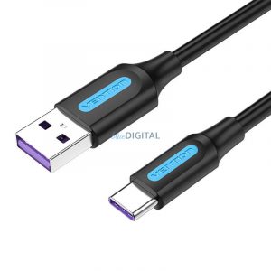 Cablu USB 2.0 A si USB-C 5A Vention CORBF 1m PVC negru