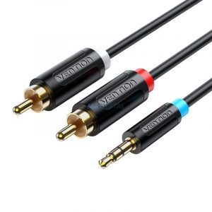 3,5 mm tată 2x cablu RCA tată 3m Vention BCLBI Negru