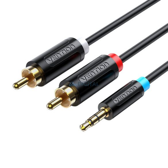 Cablu adaptor audio 3,5 mm tată 2x RCA tată 8m Vention BCLBK Negru