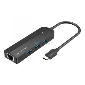 USB-C și 3x USB 3.0, RJ45, hub Micro-B Vention TGPBB 0,15 m negru