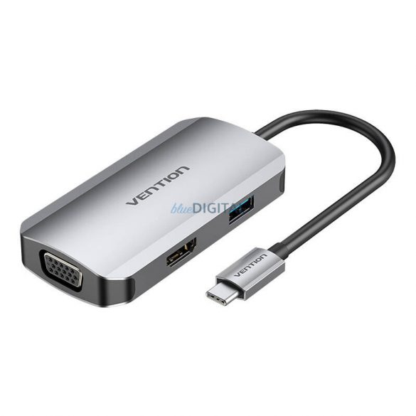 Stație de andocare Vention TOAHB USB-C HDMI, VGA, USB 3.0, PD 0,15 m, gri