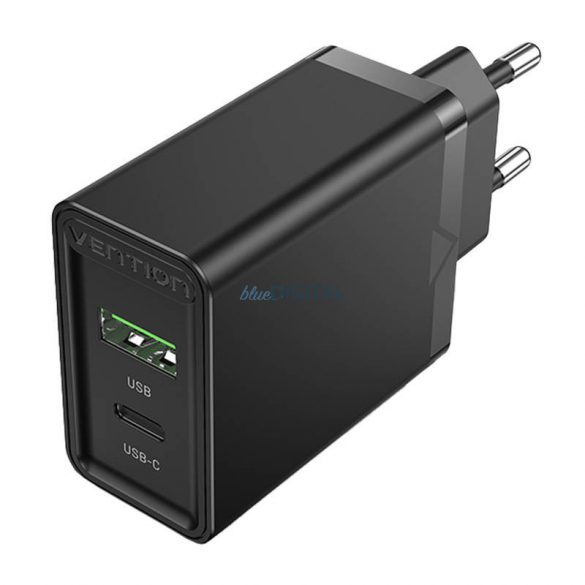 Încărcător de perete EU USB-A(18W), USB-C(20W) Vention FBBB0-EU, 2.4A, PD3.0 (negru)