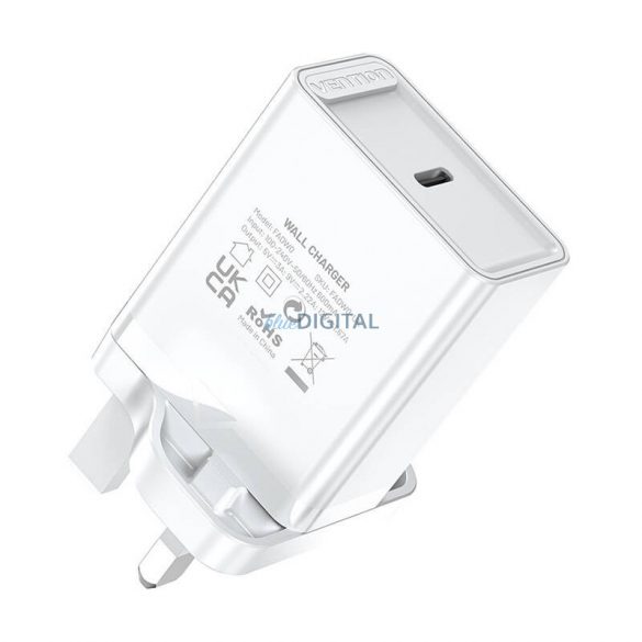 Încărcător de perete USB-C Vention FADW0-UK (20 W) UK White