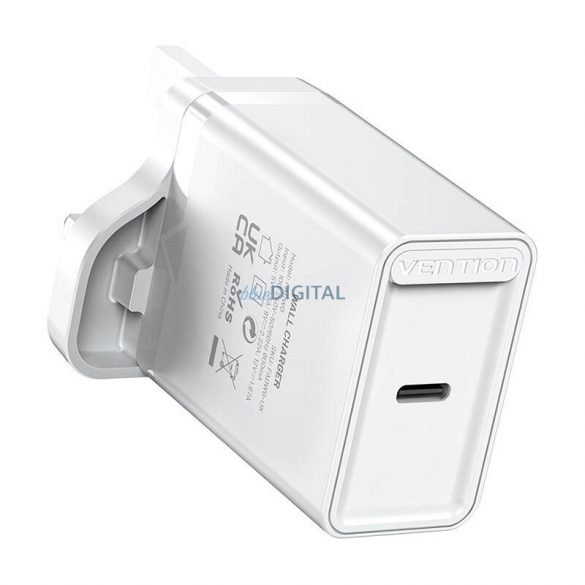 Încărcător de perete USB-C Vention FADW0-UK (20 W) UK White