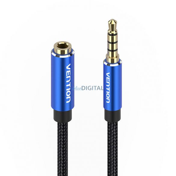 Cablu de prelungire audio TRRS 3,5 mm mascul la 3,5 mm mamă, 1,5 m Vention BHCLG Albastru