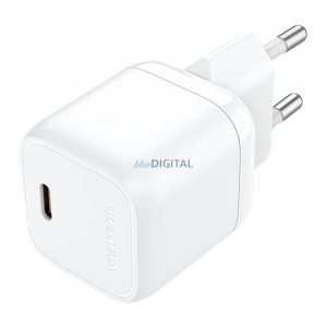 Încărcător de rețea Vention FAKW0-EU cu conexiune 1xUSB-C GaN 30W - alb