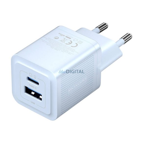 Încărcător de rețea Vention FEQL0-EU cu 1xUSB-A și 1xUSB-C conexiune 30W GaN - albastru