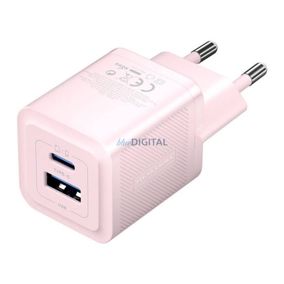 Încărcător Vention FEQP0-EU cu 1xUSB-A și 1xUSB-C conexiune 30W GaN - roz