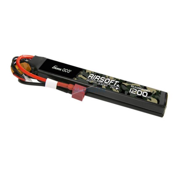 Gens Ace 25C 1200mAh 3S1P 11.1V Saddle Airsoft Gun Lipo Battery T Plug