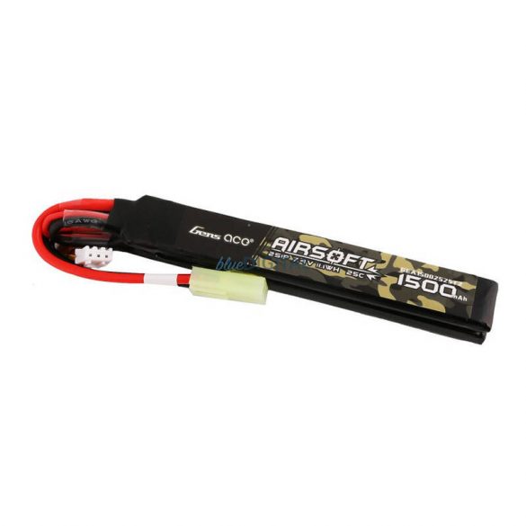 Gens ace 25C 1500mAh 2S1P 7.4V Nunchuck 2X Airsoft Gun Lipo Batterymini Tamiya Plug