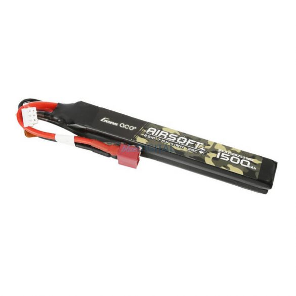 Gens ace 25C 1500mAh 2S1P 7.4V Nunchuck 2X Airsoft Gun Lipo Baterie T Plug