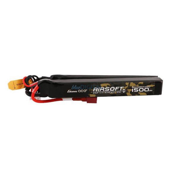 Gens ace 25C 1500mAh 3S1P 11.1V Nunchuck 2X Airsoft Gun Lipo Baterie T Plug