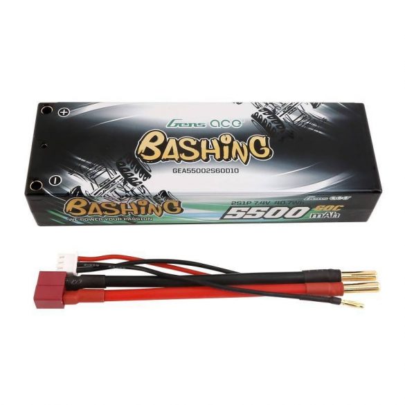 Baterie Lipo Gens ace 5500mAh 2S 7.4V 60C HardCase RC 10# mașină cu conector T