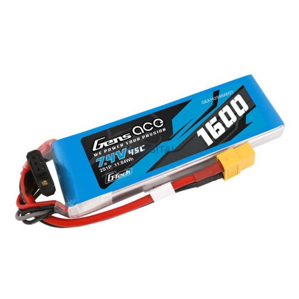 Gens Ace G-Tech LiPo 1600mAh 7.4V 45C 2S1P XT60 Baterie GensAce G-Tech 1600mAh 7.4V 45C 2S1P XT60