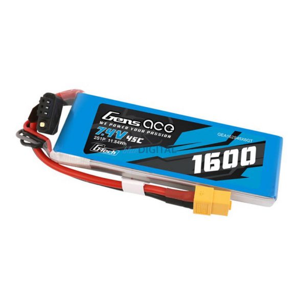 Gens Ace G-Tech LiPo 1600mAh 7.4V 45C 2S1P XT60 Baterie GensAce G-Tech 1600mAh 7.4V 45C 2S1P XT60