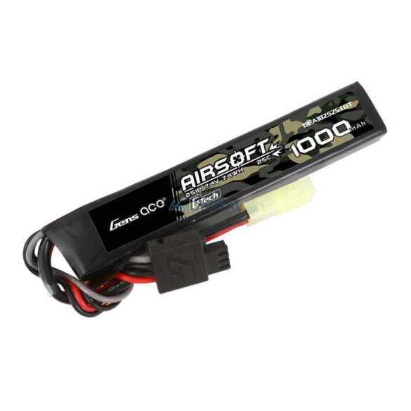 Gens Ace G-Tech 25C 1000mAh 2S1P 7.4V Airsoft Gun Lipo Batterymini Tamiya Plug