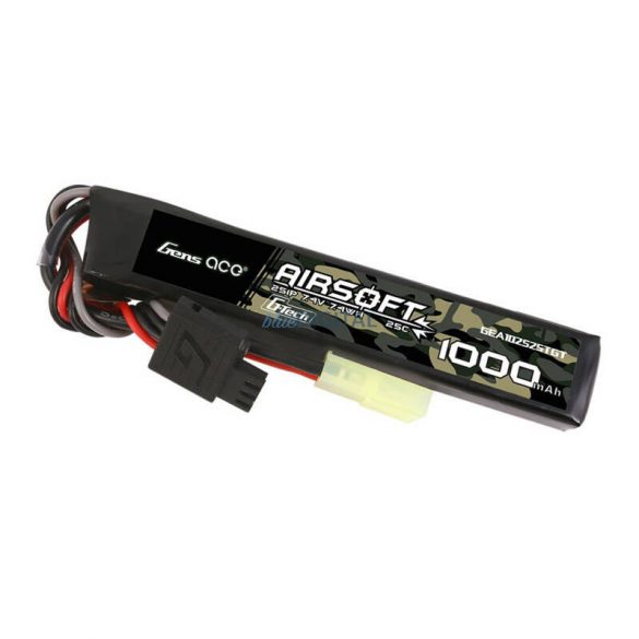 Gens Ace G-Tech 25C 1000mAh 2S1P 7.4V Airsoft Gun Lipo Batterymini Tamiya Plug