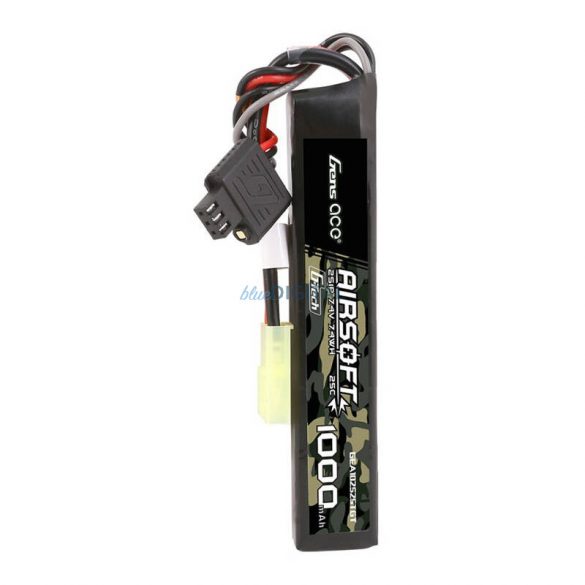 Gens Ace G-Tech 25C 1000mAh 2S1P 7.4V Airsoft Gun Lipo Batterymini Tamiya Plug