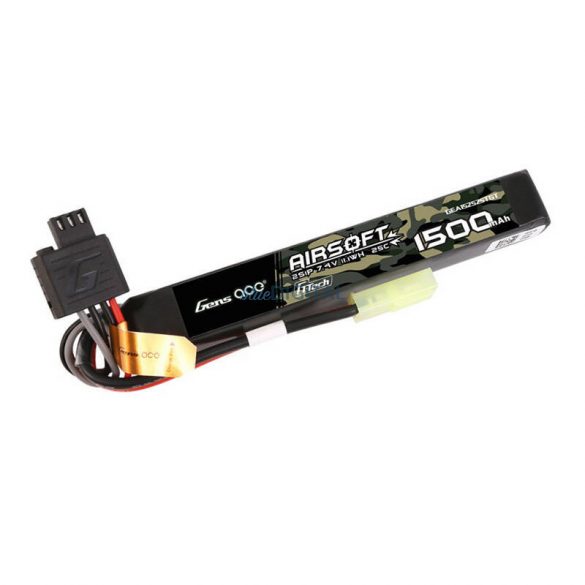 Gens ace G-Tech 25C 1500mAh 2S1P 7.4V Airsoft Gun Lipo BatteryBaterie mini Tamiya Plug