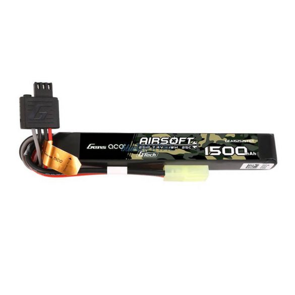 Gens ace G-Tech 25C 1500mAh 2S1P 7.4V Airsoft Gun Lipo BatteryBaterie mini Tamiya Plug