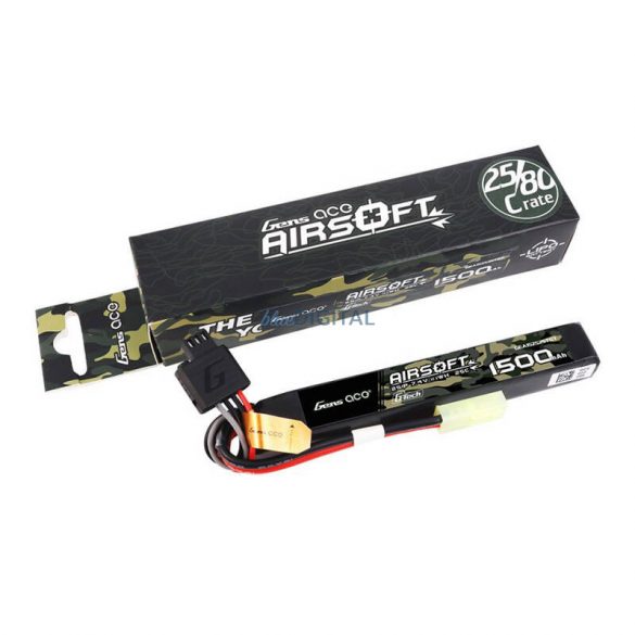 Gens ace G-Tech 25C 1500mAh 2S1P 7.4V Airsoft Gun Lipo BatteryBaterie mini Tamiya Plug