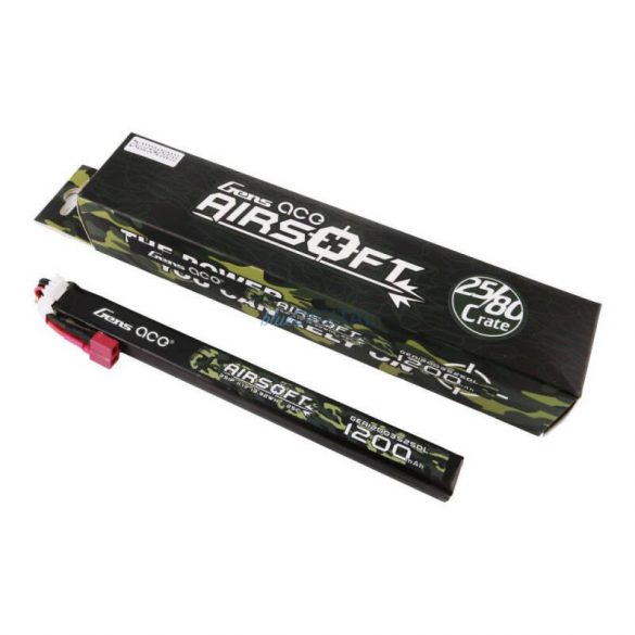 Gens Ace 25C 1200mAh 3S1P 11.1V Airsoft Gun Lipo Baterie T Plug Dimensiune lungă