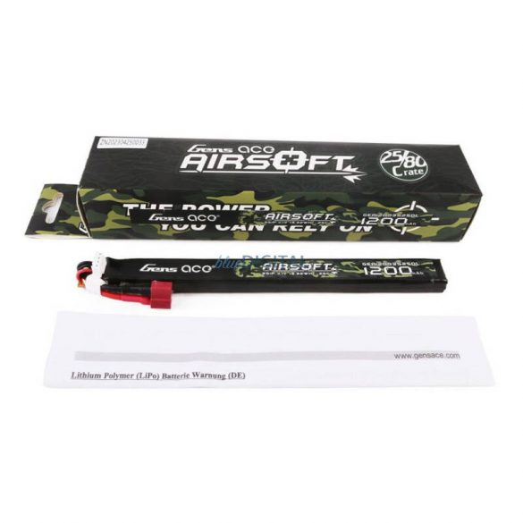 Gens Ace 25C 1200mAh 3S1P 11.1V Airsoft Gun Lipo Baterie T Plug Dimensiune lungă