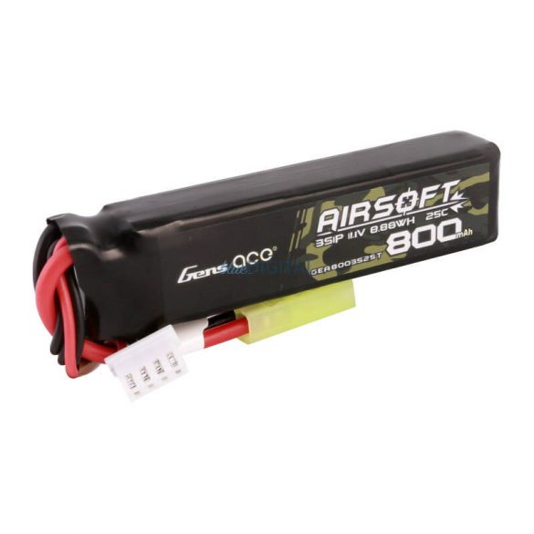 Gens Ace Lipo 800MAH 11.1V 25C 3S1P Airsoft Gun Lipo BatteryBaterie mini Tamiya Plug