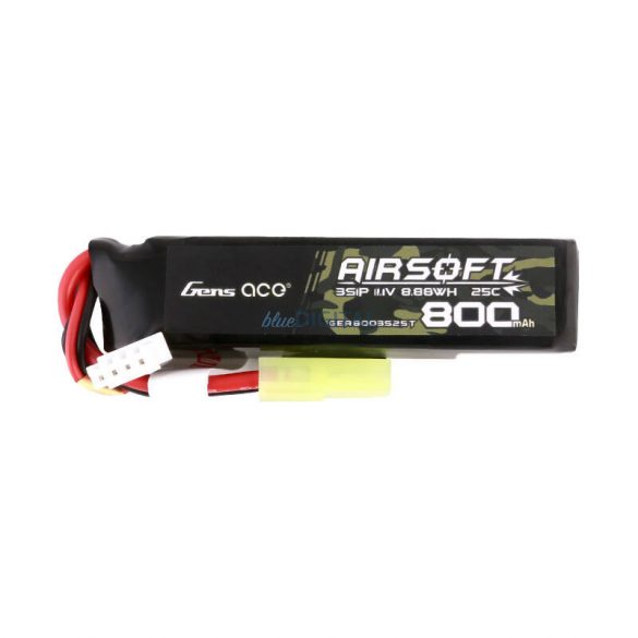 Gens Ace Lipo 800MAH 11.1V 25C 3S1P Airsoft Gun Lipo BatteryBaterie mini Tamiya Plug