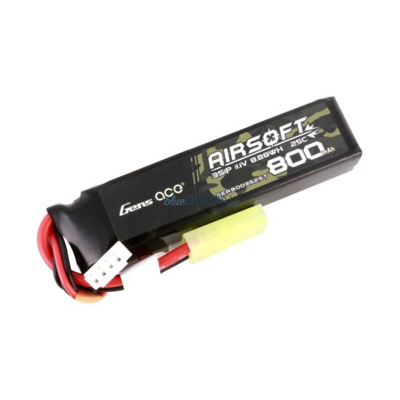 Gens Ace Lipo 800MAH 11.1V 25C 3S1P Airsoft Gun Lipo BatteryBaterie mini Tamiya Plug