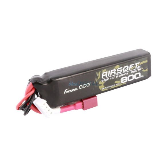 Gens Ace Lipo 800MAH 11.1V 25C 3S1P Airsoft Gun Lipo BatteryT (Deans)