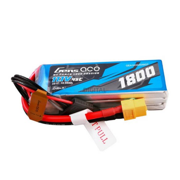 Gens Ace G-Tech 1800mAh 11.1V 45C 3S1P Lipo Battery PackXT60 Plug