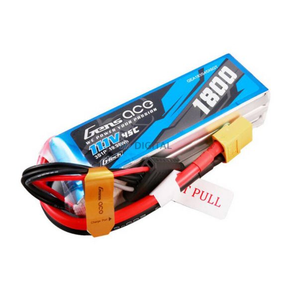 Gens Ace G-Tech 1800mAh 11.1V 45C 3S1P Lipo Battery PackXT60 Plug