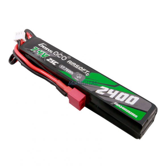 Gens ace 25C 2400mAh 2S2P 7.4V Saddle Airsoft Gun Lipo Battery Mini Deans(T) Plug