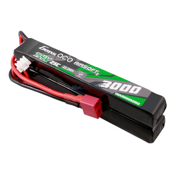 Gens ace 25C 3000mAh 2S2P 7.4V Saddle Airsoft Gun Lipo Battery Mini Deans(T) Plug