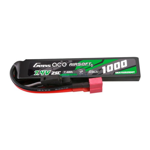 Gens ace G-Tech 25C 1000mAh 2S1P 7.4V Airsoft Gun Lipo baterie T Plug