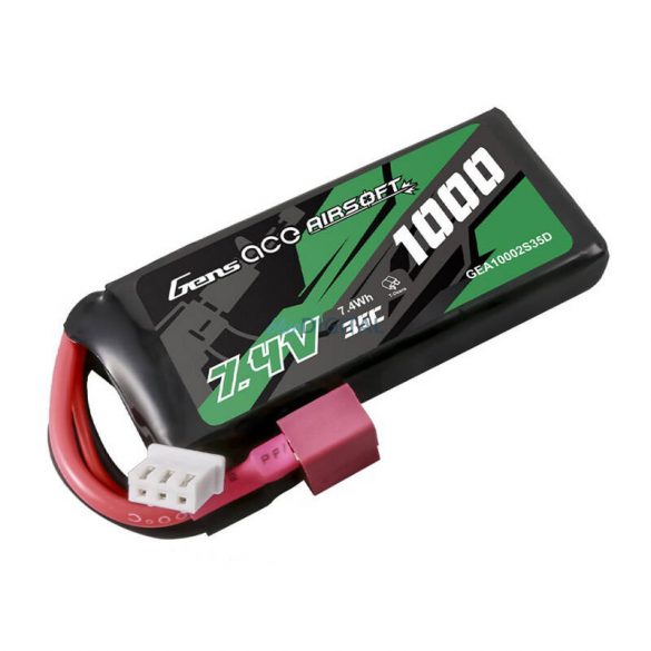 Gens ace 35C 1000mAh 2S1P 7.4V Airsoft Gun Lipo baterie T Plug