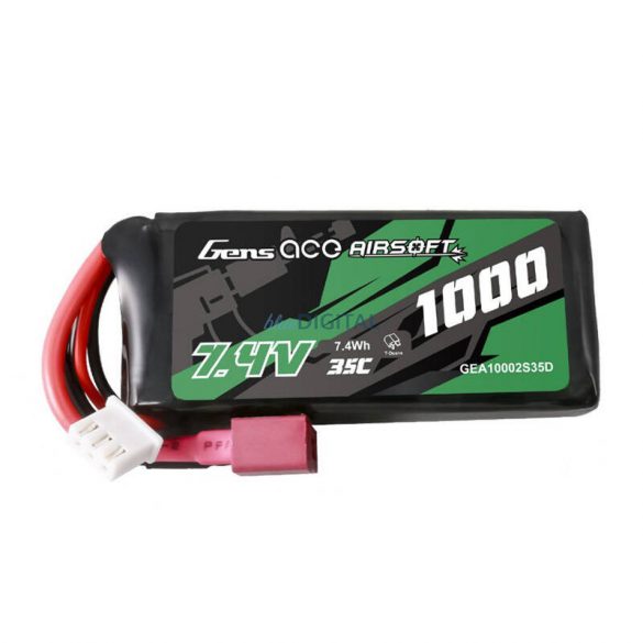 Gens ace 35C 1000mAh 2S1P 7.4V Airsoft Gun Lipo baterie T Plug