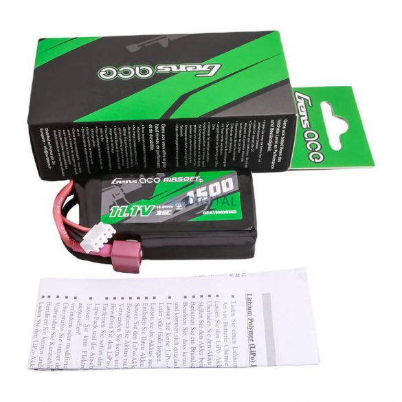 Gens ace 35C 1500mAh 3S1P 11.1V Airsoft Gun Lipo baterie T Plug