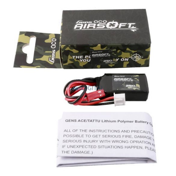 Gens ace 250mAh 7.4V 35C 2S1P Airsoft Gun Lipo Baterie JST-SYP Plug JST-SYP Plug