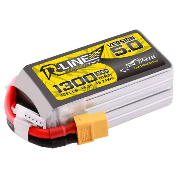 Tattu R-Line versiunea 5.0 1300mAh 14.8V 150C 4S1P Lipo acumulator XT60 mufă