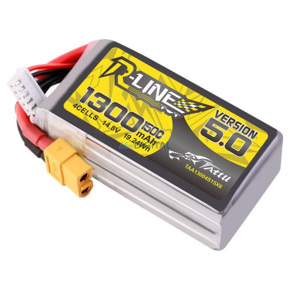 Tattu R-Line versiunea 5.0 1300mAh 14.8V 150C 4S1P Lipo acumulator XT60 mufă