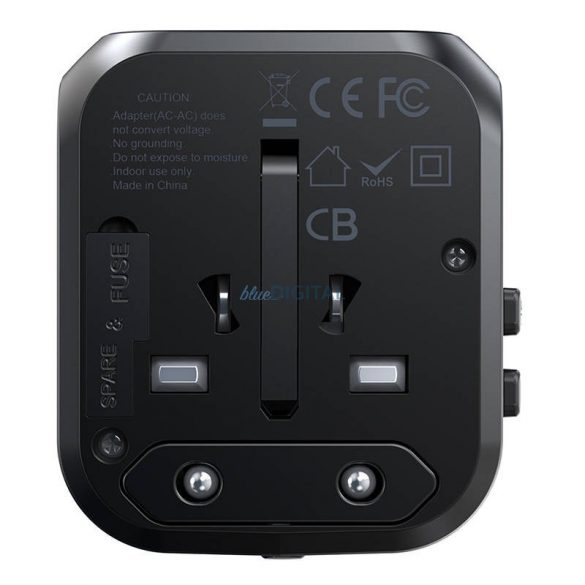 Choetech PD5008, 3xUSB-A, 1xUSB-C, GaN, 30W, SUA/EU/UK/AU (negru), încărcător de perete de călătorie