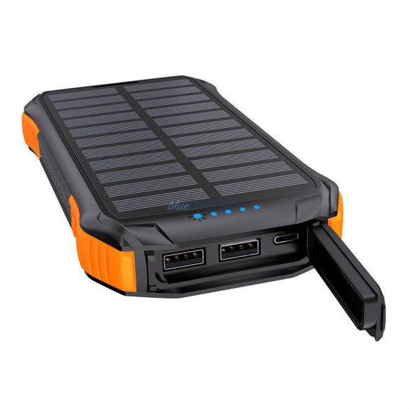 Baterie solară Choetech B658 2x USB 10000mAh Qi 5W (negru-portocaliu)