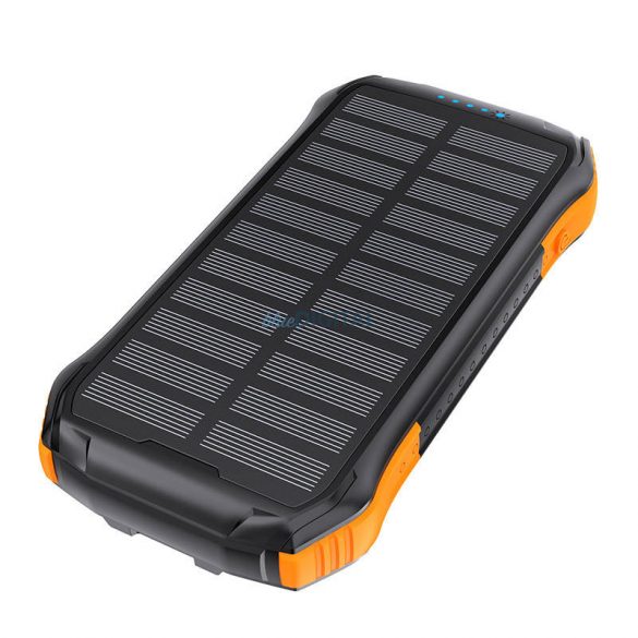 Baterie solară Choetech B659 încărcare inductivă 2x USB 10000mAh Qi 5W (negru-portocaliu)