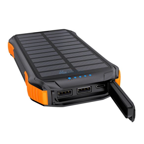 Baterie solară Choetech B659 încărcare inductivă 2x USB 10000mAh Qi 5W (negru-portocaliu)