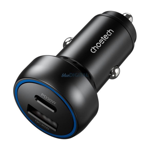 Choetech TC0014 încărcător auto cu 1xUSB-A și 1xUSB-C conexiune 60W - negru