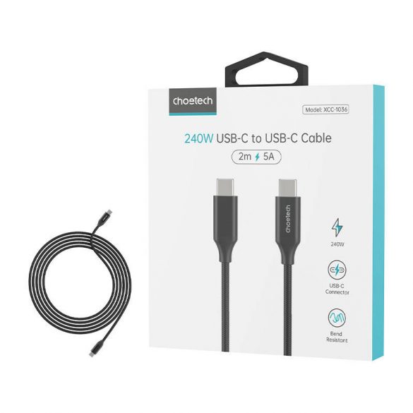 Cablu Choetech XCC-1036 USB-C la USB-C 240W 2m (negru)