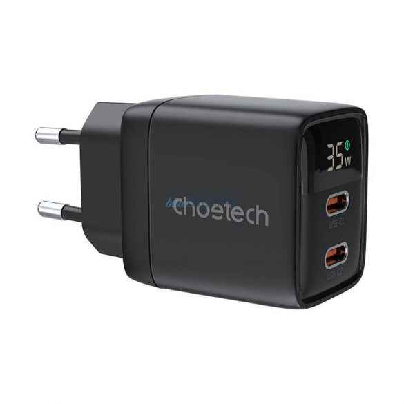 Încărcător de perete GAN3 USB-C+C PD35W Choetech PD6051 (negru)